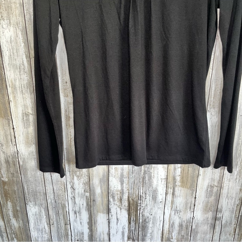 Talbots Black Accordion Style Neck Long Sleeve Blouse - Picture 3 of 4